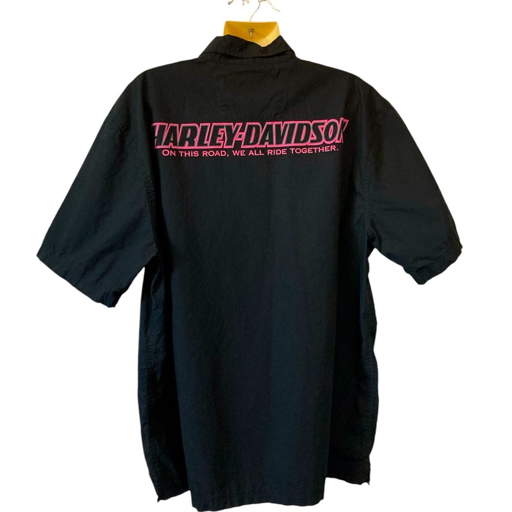 Harley Davidson Button Front Shirt On This Road, We All Ride Together Black XL
